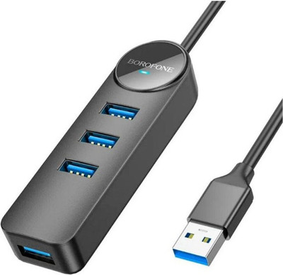 USB-хаб Borofone DH5 4в1 USB на USB3.0x4 (1.2м, черный)