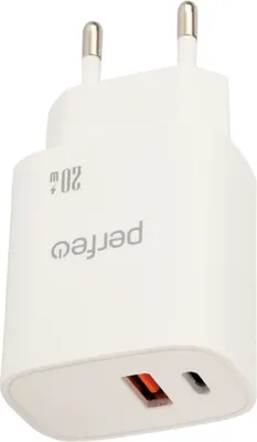 Адаптер питания сетевой Perfeo USB-A+Type-C 20W / I4661 (белый)