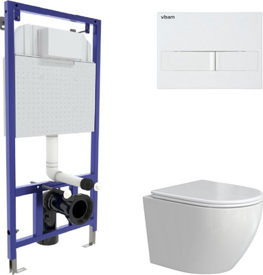 Инсталляция с унитазом подвесным Berges Okus Rimless + Visam Slim 525 / EX-043388 (с сиденьем)