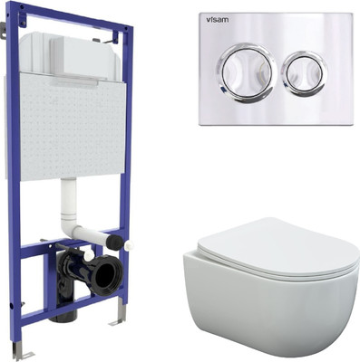 Унитаз подвесной с инсталляцией Berges Ventas Rimless + Visam Slim 525 / EX-043241 (с сиденьем)