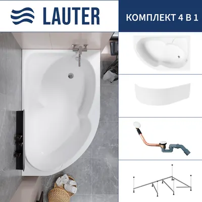 Ванна акриловая Lauter Geneva 170x105 / 2103170R (с каркасом, лицевым экраном и сифоном 21Y11022 белый)
