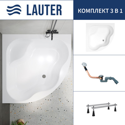 Ванна акриловая Lauter Majestica 150x150 / 21040150 (с ножками и сифоном 21Y11020 хром)