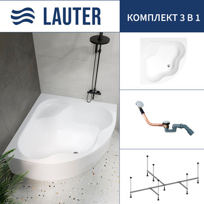 Ванна акриловая Lauter Majestica 150x150 / 21040150 (с каркасом и сифоном 21Y11030 хром)