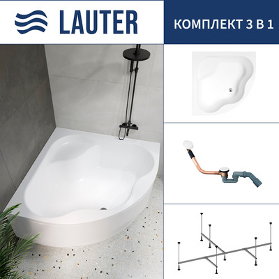 Ванна акриловая Lauter Majestica 150x150 / 21040150 (с каркасом и сифоном 21Y11022 белый)