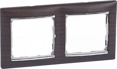 Рамка для выключателей и розеток Legrand Valena DIY / 696731 (темное дерево/серебристый)