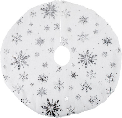 Юбка под елку Золотая сказка С серебристыми снежинками / 592158 (60см, белый)