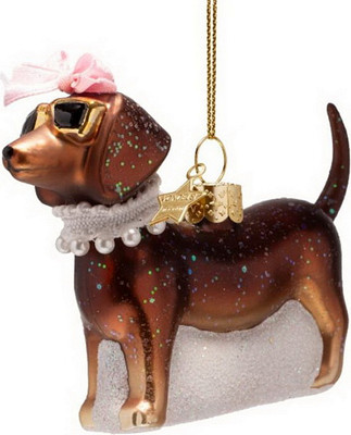 Елочная игрушка Vondels Собачка с жемчужным ожерельем / 4250604050086