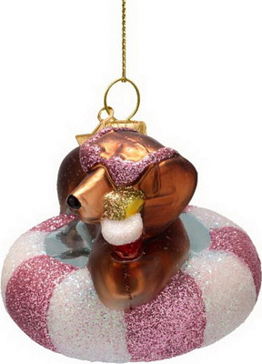 Елочная игрушка Vondels Такса на надувном круге / 1250999070013