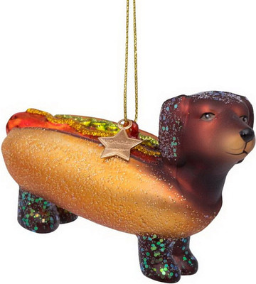 Елочная игрушка Vondels Такса хот-дог / 2202250060010 (золотой)