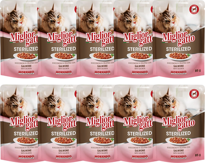 Влажный корм для кошек Miglior Sterilized Кусочки в желе с лососем (10х85г)