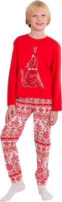 Пижама детская Mark Formelle 563323 (р.104-56-51, красный/новогодний орнамент)