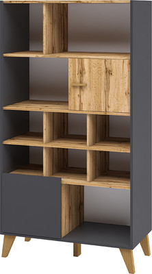 Стеллаж ELVA Нодо NEM01HS-2D-810/400/1640 (02) (дуб вотан/графит)