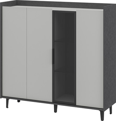 Шкаф с витриной ELVA Эссен NEM04HS-3D1V-1360/400/1310 (29) (металл бруклин/лунный камень)