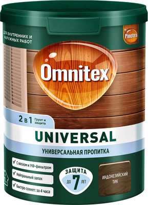 Пропитка для дерева Omnitex Universal 2в1 Индонез тик (900мл)