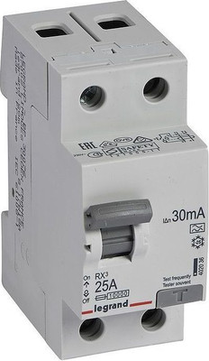 Устройство защитного отключения Legrand RX3 ВДТ 30мА 25А 2П A / 402036