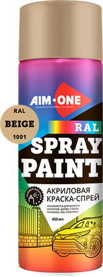 Краска автомобильная AIM-ONE Акриловая RAL-1001 (450мл, бежевый)