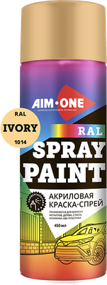 Краска автомобильная AIM-ONE Акриловая RAL-1014 (450мл, слоновая кость)