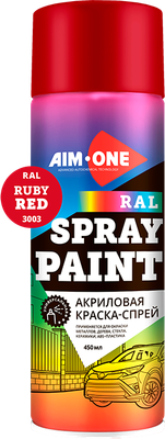Краска автомобильная AIM-ONE Акриловая RAL-3003 (450мл, рубиново-красный)