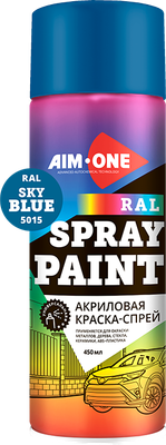 Краска автомобильная AIM-ONE Акриловая RAL-5015 (450мл, небесный/голубой)