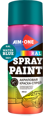 Краска автомобильная AIM-ONE Акриловая RAL-5021 (450мл, водная синь)