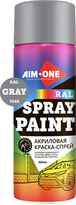 Краска автомобильная AIM-ONE Акриловая RAL-7046 (450мл, серый)