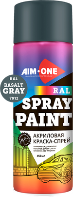 Краска автомобильная AIM-ONE Акриловая RAL-7012 (450мл, базальтовый/серый)