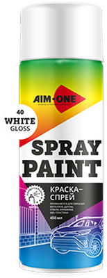 Краска автомобильная AIM-ONE SP-GB40 (450мл, белый глянец)