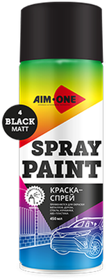 Краска автомобильная AIM-ONE SP-MB4 (450мл, черный матовый)