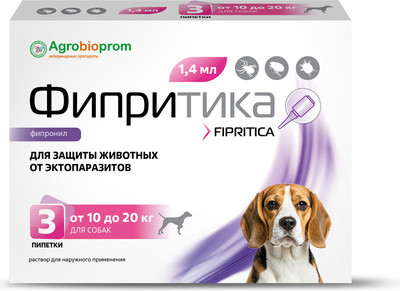 Капли от блох Pchelodar Фипритика для собак 10-20кг (3шт)