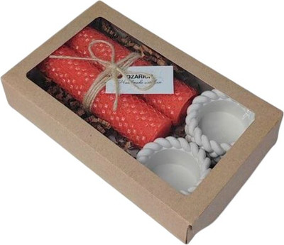 Подарочный набор Ozarich Сувенирный с 2-мя свечами и подсвечниками / Г6 (розовый)