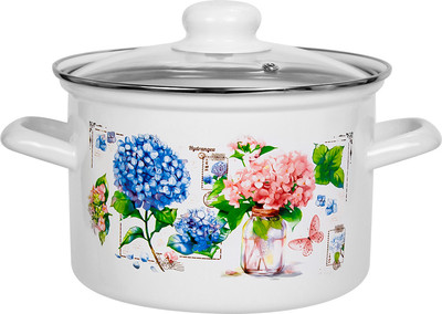 Кастрюля Лысьвенские эмали Букет гортензий / С-1618 САП2/4ЭК 