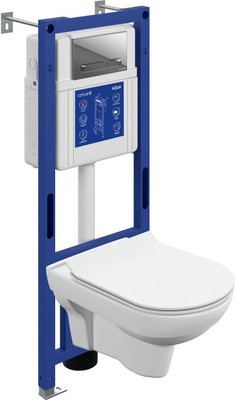 Унитаз подвесной с инсталляцией Cersanit City DPL EO Slim + Aqua 40 Smart M / 69331 (с кнопкой Estetica хром глянцевый)