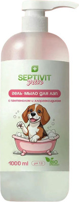 Средство для ухода за лапами животных Septivit Pets с пантенолом и хлоргексидином (1л)