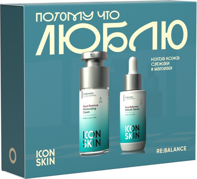 Набор косметики для лица Icon Skin Сыворотка с салиц. кисл. Pore Reformer+Увлажн. крем Aqua Essence (30мл+30мл)