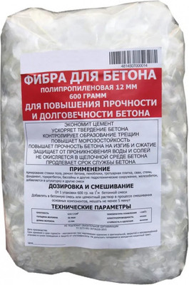 Фибра для бетона Руссеал Полипропиленовая RS-12мм (600г)