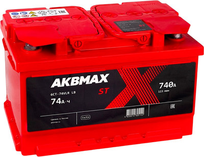 Автомобильный аккумулятор AKBMAX ST 74RS 740A / 6СТ74VLRLB 4559 (74 А/ч)