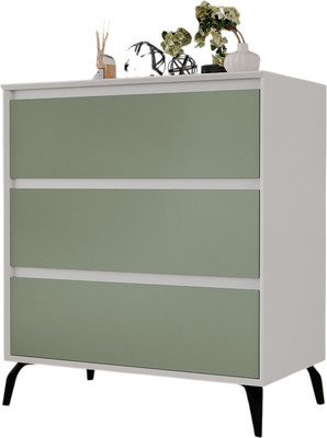 Комод Рэйгрупп Aleksa РГ-03-ВZС ARG-3-ВZС (белый премиум/зеленый самшит/черный)