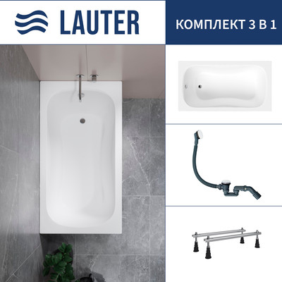 Ванна акриловая Lauter Sophia 130 / 21205130 (с ножками и сифоном 21Y31002 белый)