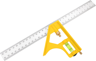 Линейка измерительная Deli С угольником и уровнем / DL7300