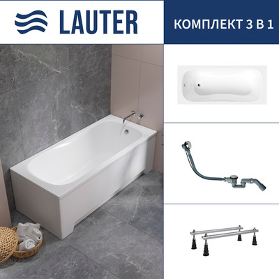 Ванна акриловая Lauter Sophia 150 / 21205150 (с ножками и сифоном 21Y32000 хром)