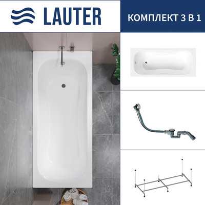 Ванна акриловая Lauter Sophia 150 / 21205150 (с каркасом и сифоном 21Y32000 хром)