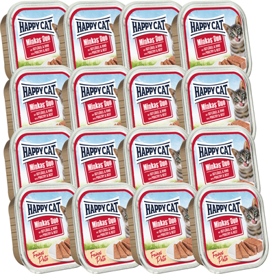 Влажный корм для кошек Happy Cat Minkas Duo Паштет из птицы и говядины (16х100г)