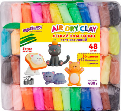 Пластилин легкий Юнландия 106980 (48шт)