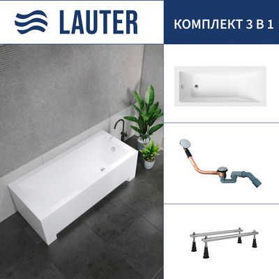 Ванна акриловая Lauter Estelle 150 / 21206050 (с ножками и сифоном 21Y11020 хром)