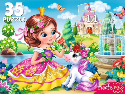 Пазл РЫЖИЙ КОТ Единорог и принцесса / ПК35-6305 (35эл)
