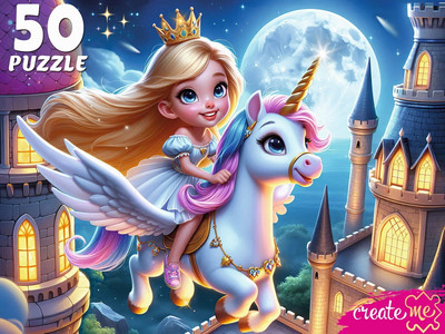 Пазл РЫЖИЙ КОТ Полёт на единороге / УК50-0220 (50эл)