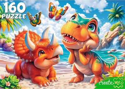 Пазл РЫЖИЙ КОТ Динозавры на пляже / УК160-5535 (160эл)