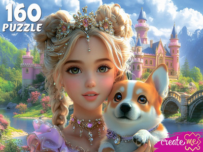 Пазл РЫЖИЙ КОТ Портрет принцессы с корги / УК160-5538 (160эл)