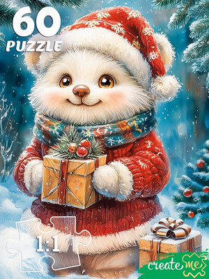 Пазл РЫЖИЙ КОТ Медвежонок с подарками / Х60-7594 (60эл)