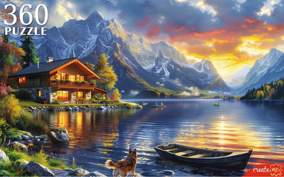 Пазл РЫЖИЙ КОТ Вечернее озеро на закате / Ф360-0185 (360эл)